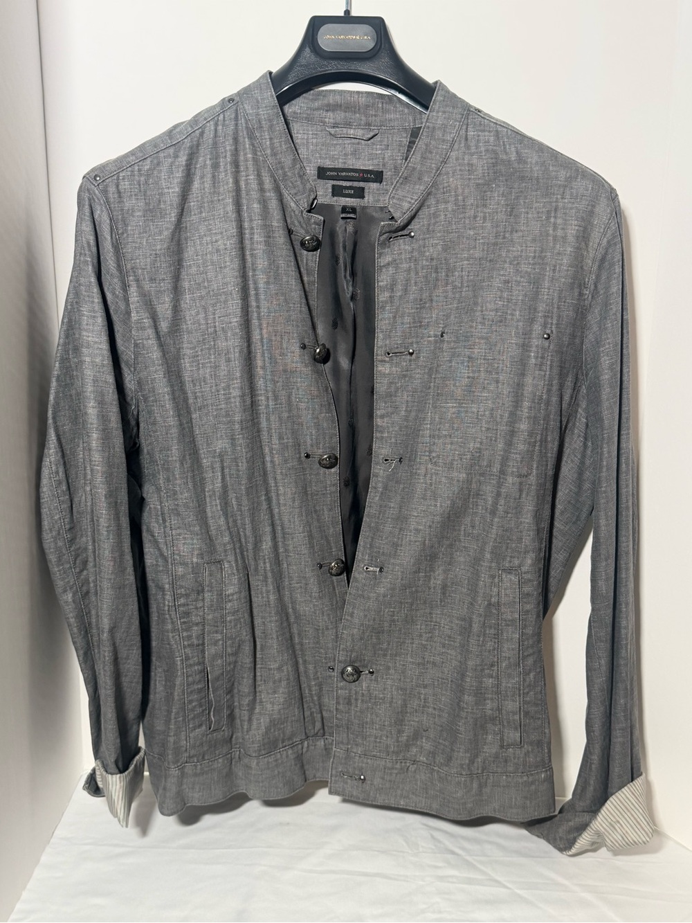 John Varvatos Black Zip-Front Hooded Jacket